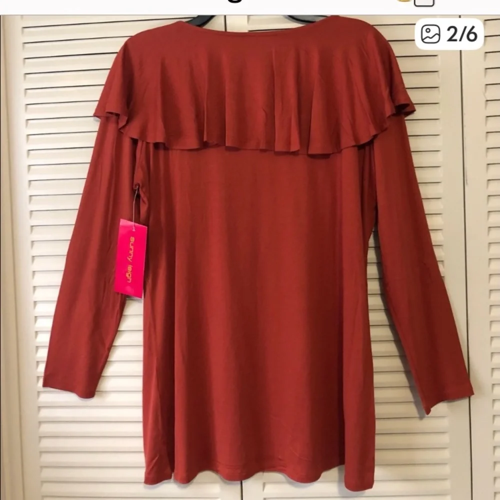 Sunny Leigh Rust Ruffle Blouse - Picture 3 of 4